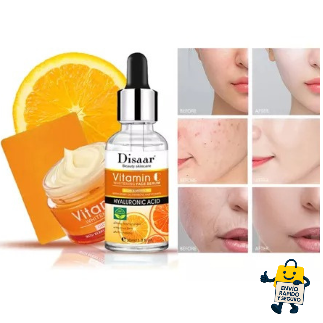 C-Vital™ –🍊 Set Facial de 3 Piezas con Vitamina C: Ilumina, Hidrata y Protege