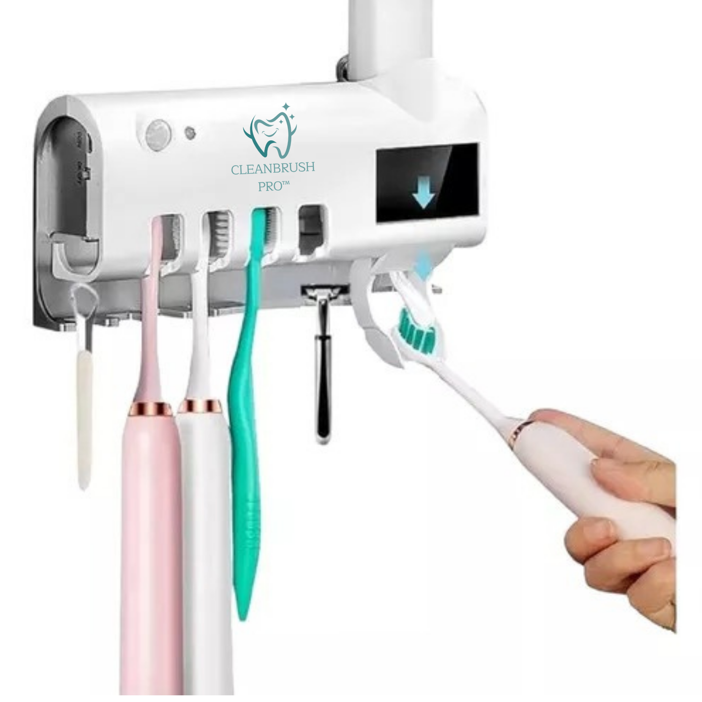 CleanBrush Pro™ - Soporte UV para Cepillos + Dispensador Automático