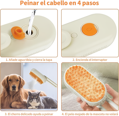 SteamPet Pro – Cepillo a Vapor 3 en 1 para Mascotas